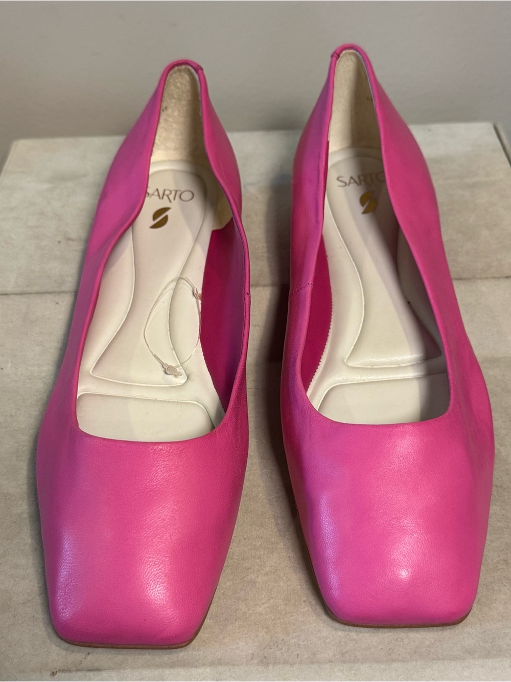 Franco Sarto Women’s Pink Leather Square-Toe Ballet Flats, NWOT, size 7.5 - Picture 3 of 7